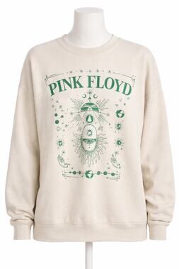 Pink Floyd Graphic Crewneck Sweatshirt Beige Green License Band Pullover XL NWOT